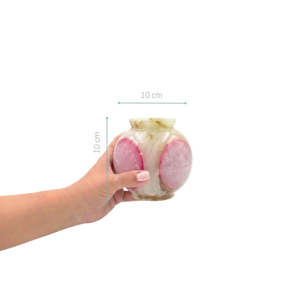 VASO DE ONIX ESFERA ROSA 10CM