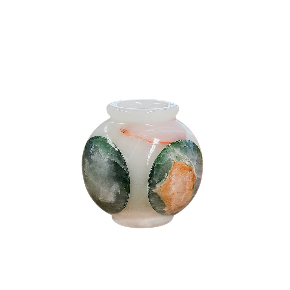 Vaso de ônix esfera verde 10 cm – vista frontal – Lolahome