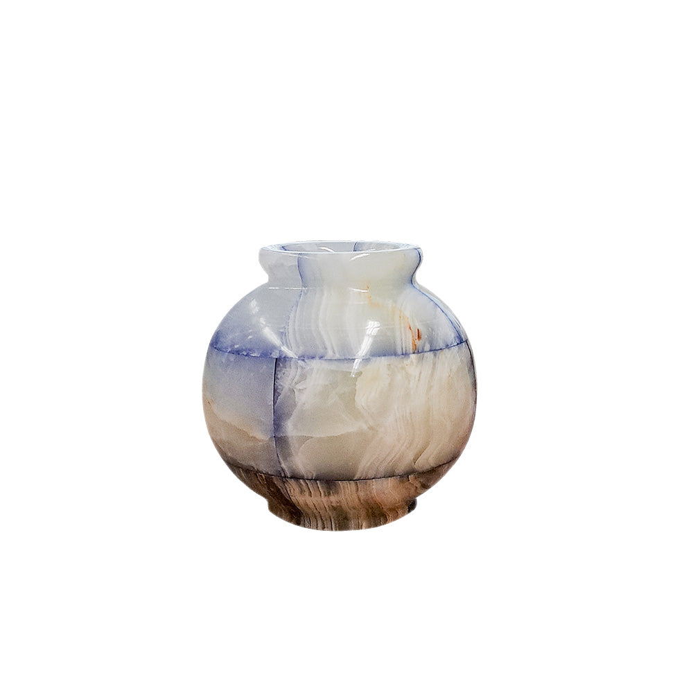 Vaso de ônix quadriculado azul 10cm – Lolahome