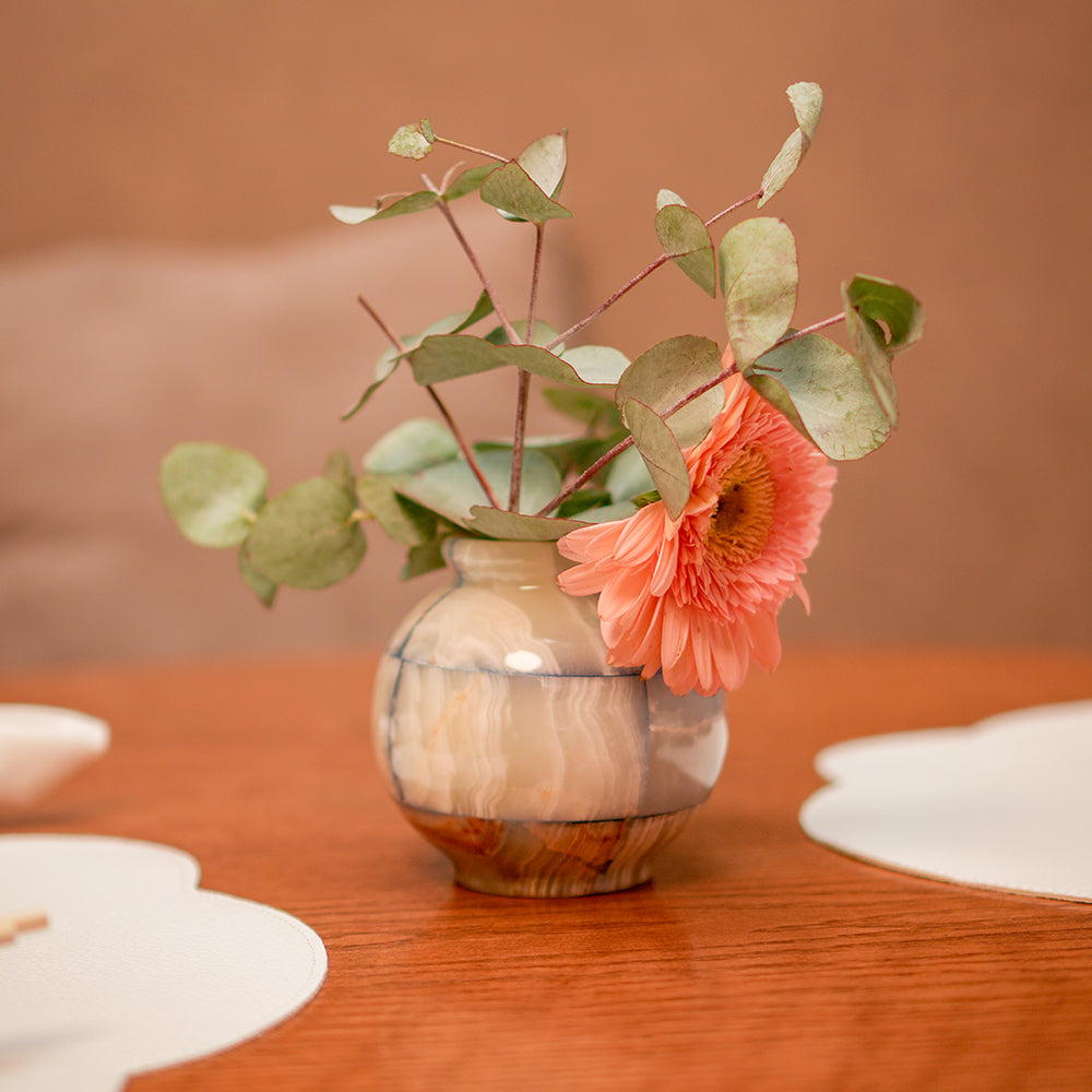 Vaso de ônix quadriculado azul 10cm – Lolahome