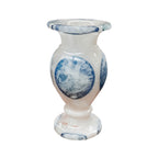 Vaso de ônix classic esfera azul e marfim 20cm, vista frontal com acabamento polido