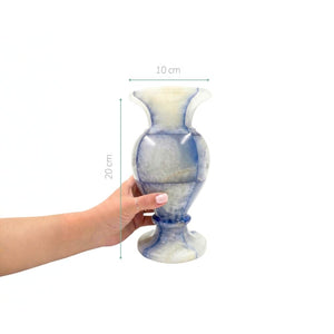 Vaso ônix natural azul 20cm detalhe quadriculado - Lolahome