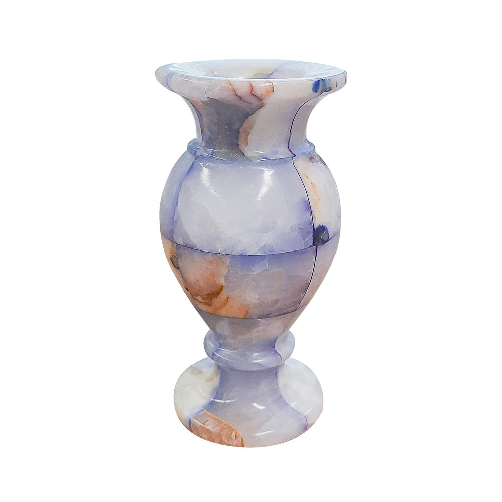 Vaso decorativo ônix azul quadriculado 20cm - Lolahome