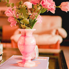 Vaso decorativo ônix rosa quadriculado 20cm - Lolahome