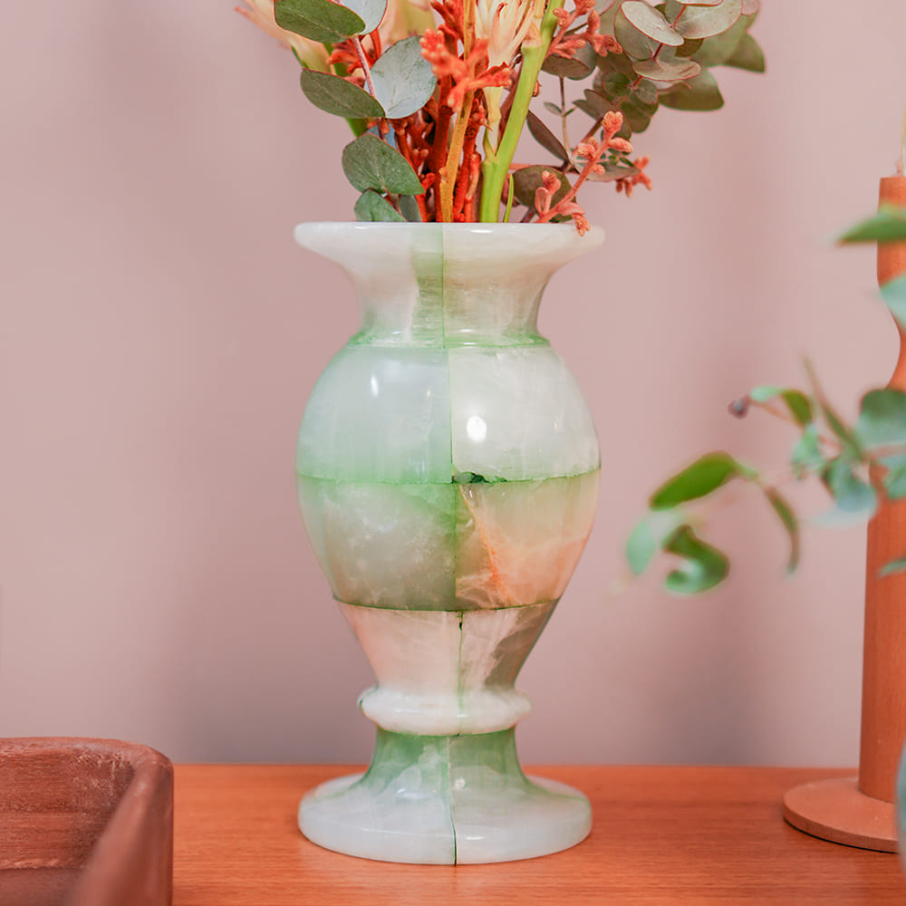 Vaso Onix Classic Quadriculado Verde 20cm – vista lateral