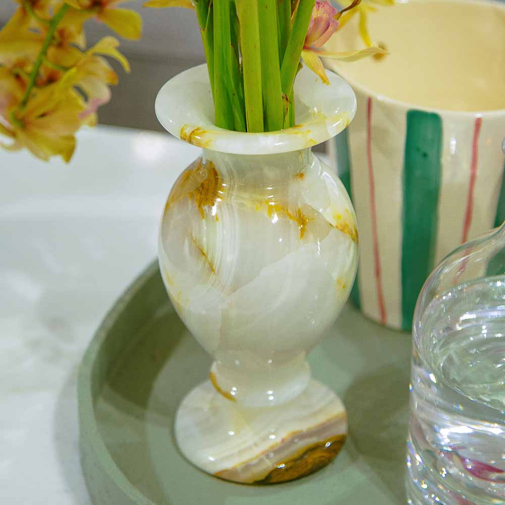 Vaso Ônix Classic Marfim 20cm – vista lateral – Lolahome