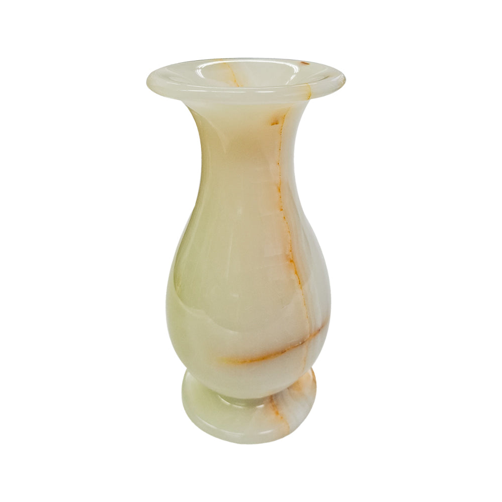 Vaso de ônix arredondado marfim 10x25cm - Lolahome