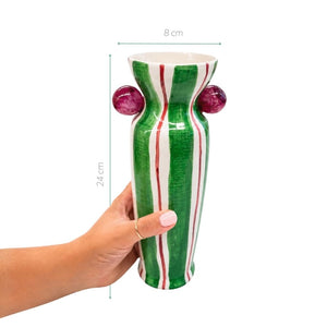 VASO CERÂMICA ARTESANAL AGATAS VERDE 24CM