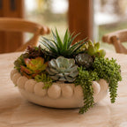 CENTRO DE MESA EM CERÂMICA ESFERAS MARFIM 35CM
