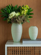 VASO EM VIDRO FOSCO CELADON G 32CM