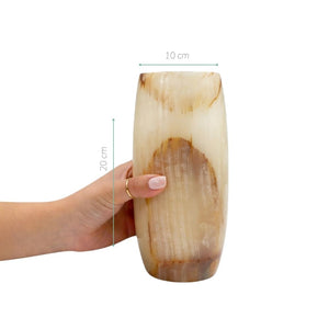 Vaso Onix Cilíndrico Abaulado 20cm – pedra natural com variações de cor