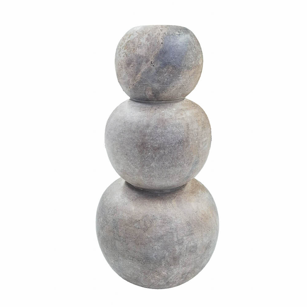 Vaso de pedra sabão com detalhes em esferas, tamanho M, 24cm de altura, vista frontal