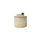 Caixa decorativa em mármore natural com detalhes em metal dourado 12 cm