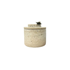 Caixa decorativa em mármore natural com detalhes em metal dourado 12 cm