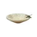 Bowl decorativo em mármore natural com detalhes em metal dourado 16 cm