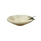 Bowl decorativo em mármore natural com detalhes em metal dourado 16 cm