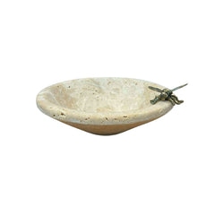 Bowl decorativo em mármore natural com detalhes em metal dourado 16 cm