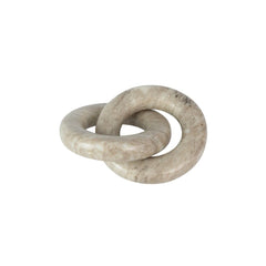Escultura decorativa em mármore natural no formato infinito, 28cm, cor natural com veios únicos