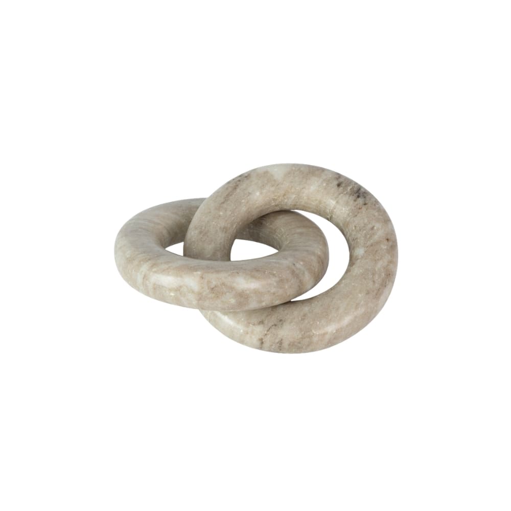 Escultura decorativa em mármore natural no formato infinito, 28cm, cor natural com veios únicos