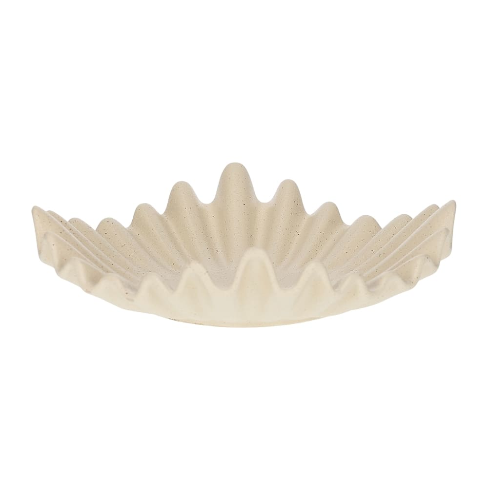 Centro de mesa decorativo em resina Shell na cor marfim, 32cm, vista frontal
