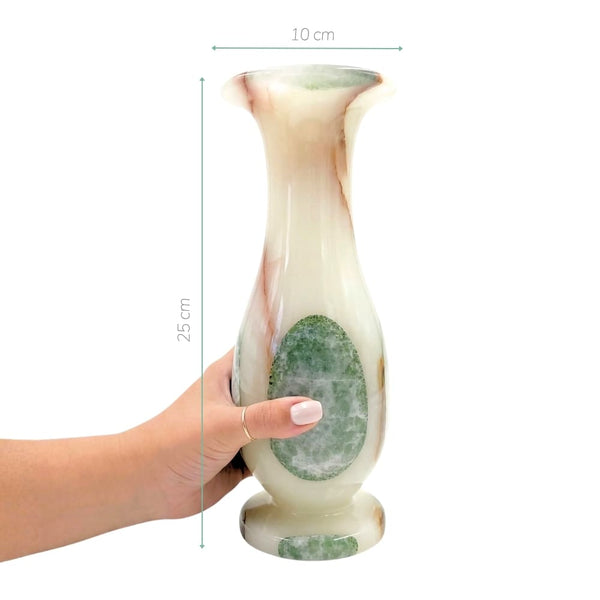Vaso Onix Esfera Verde Abaulado – peça única com variações naturais de cor | Lolahome
