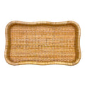 BANDEJA EM MADEIRA E RATTAN NATURAL ONDAS G 48X30CM
