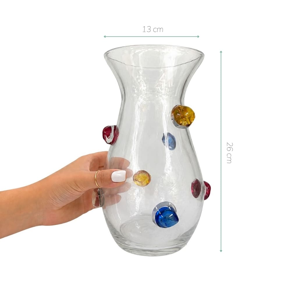VASO EM VIDRO CONFETTI G 26CM