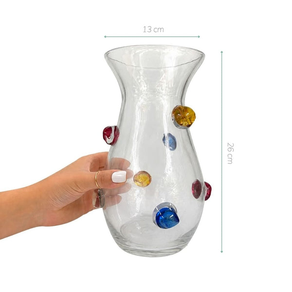VASO EM VIDRO CONFETTI G 26CM