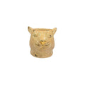 VASO CERÂMICA ARTESANAL COM OURO BEGE LEOPARDO P 7CM