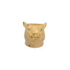 VASO CERÂMICA ARTESANAL COM OURO BEGE LEOPARDO P 7CM