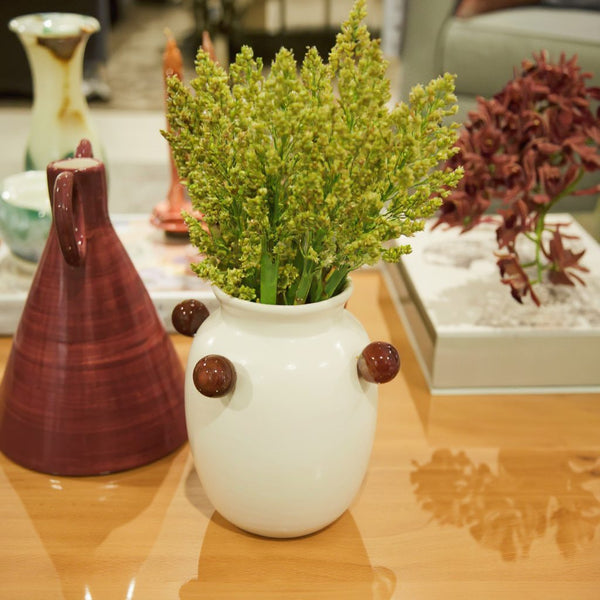 VASO CERÂMICA ARTESANAL NATURAL ÁGATAS 19CM