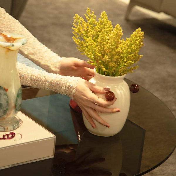 VASO CERÂMICA ARTESANAL NATURAL ÁGATAS 19CM