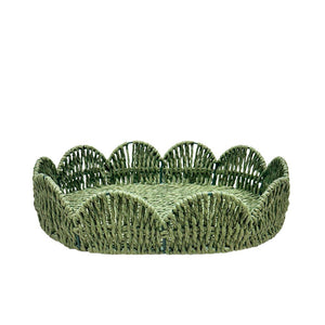 BANDEJA PALHA NATURAL SCALLOP VERDE M 27X34CM