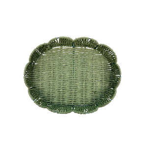BANDEJA PALHA NATURAL SCALLOP VERDE M 27X34CM