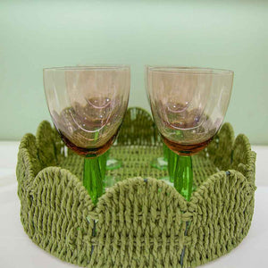 BANDEJA PALHA NATURAL SCALLOP VERDE G 44X33CM