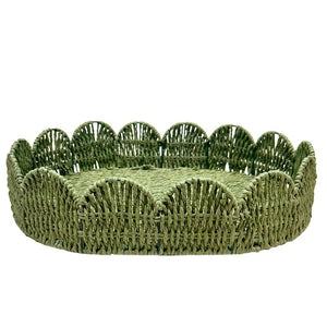 BANDEJA PALHA NATURAL SCALLOP VERDE G 44X33CM