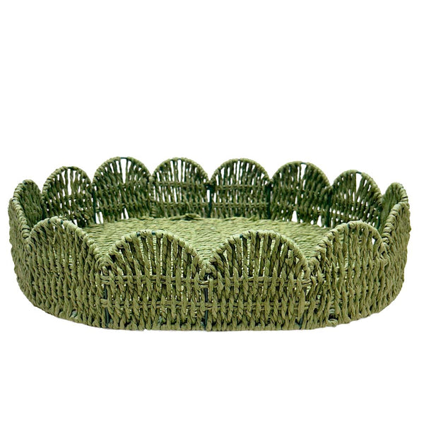 BANDEJA PALHA NATURAL SCALLOP VERDE G 44X33CM