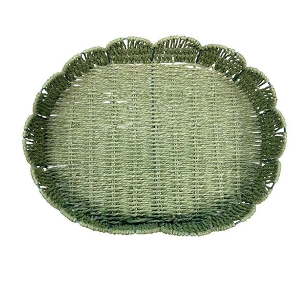BANDEJA PALHA NATURAL SCALLOP VERDE G 44X33CM