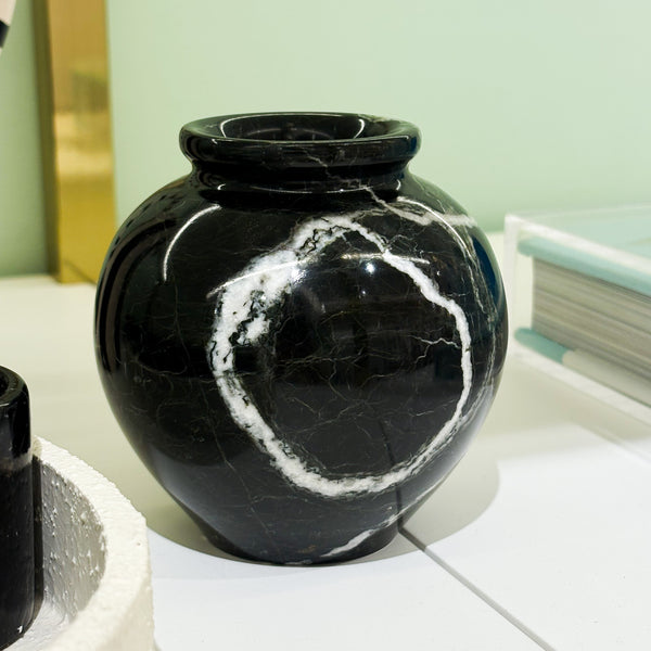 VASO DE ONIX REDONDO 10CM PRETO