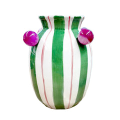 VASO CERÂMICA ARTESANAL VERDE ÁGATAS 19CM