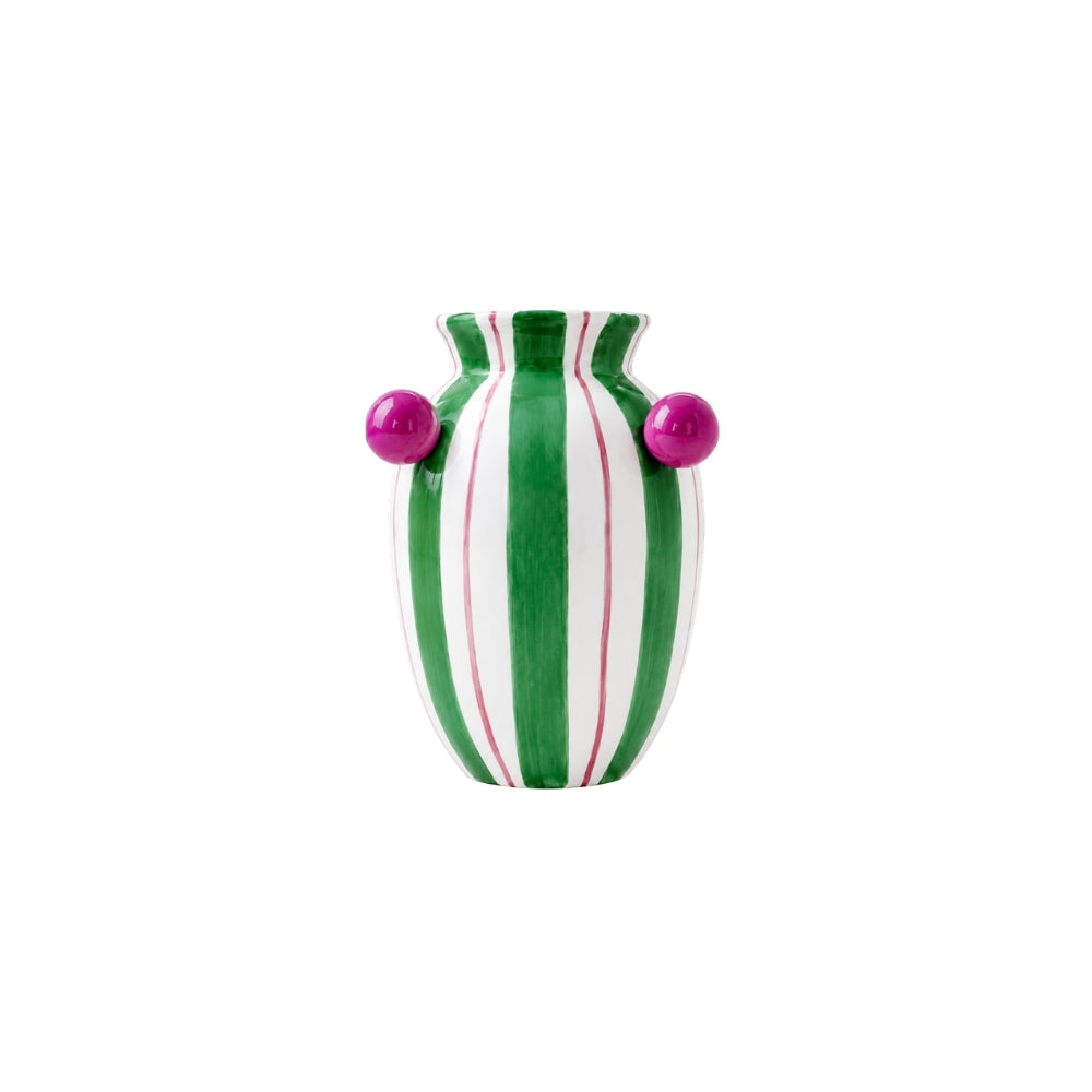 VASO CERÂMICA ARTESANAL VERDE ÁGATAS 19CM