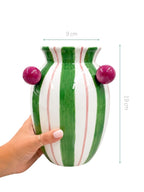 VASO CERÂMICA ARTESANAL VERDE ÁGATAS 19CM