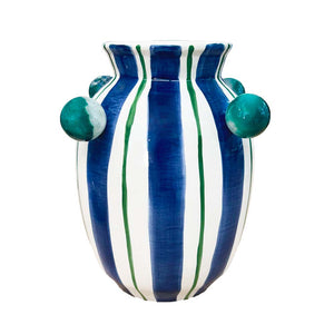 VASO CERÂMICA ARTESANAL AZUL ÁGATAS 19CM