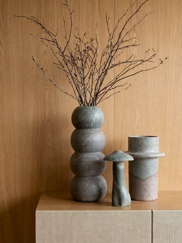 Vaso de pedra-sabão esferas G 28cm, vista lateral – Lolahome
