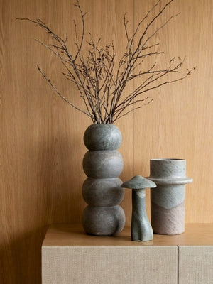 Vaso de pedra-sabão esferas G 28cm, vista lateral – Lolahome