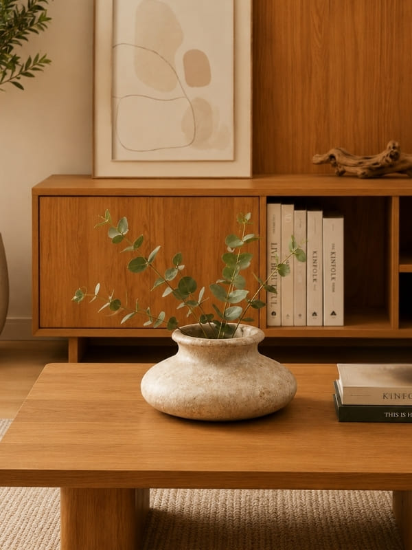 Vaso baixo escultural em pedra sabão natural, 11cm de altura, cor cinza, peça artesanal única para decoração – Lolahome