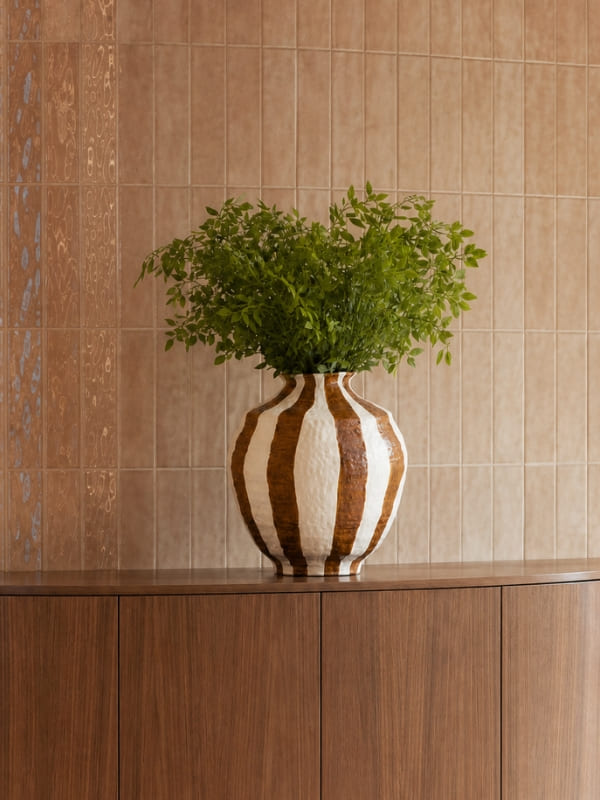 VASO CERÂMICA LISTRA MARROM G 38CM