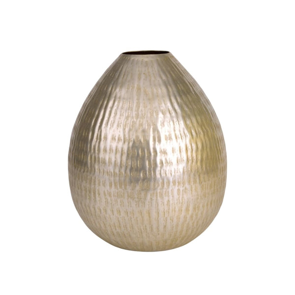 Vaso oval de metal dourado grande, 35 cm de largura, design sofisticado para decoração de interiores