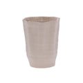 Vaso de cerâmica artesanal branco marfim, 26 cm de altura, acabamento natural único