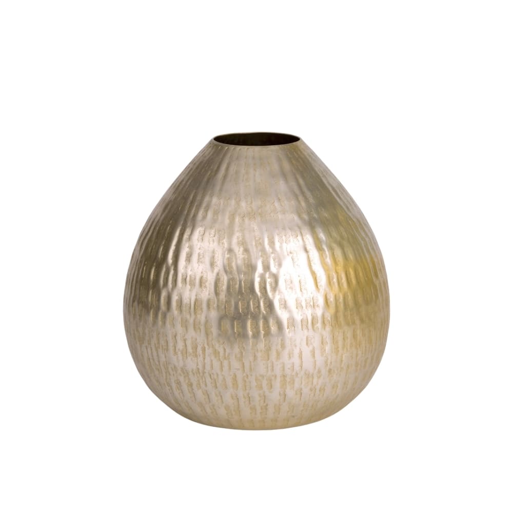 Vaso oval de metal dourado médio, 25 cm de altura, design sofisticado para decoração